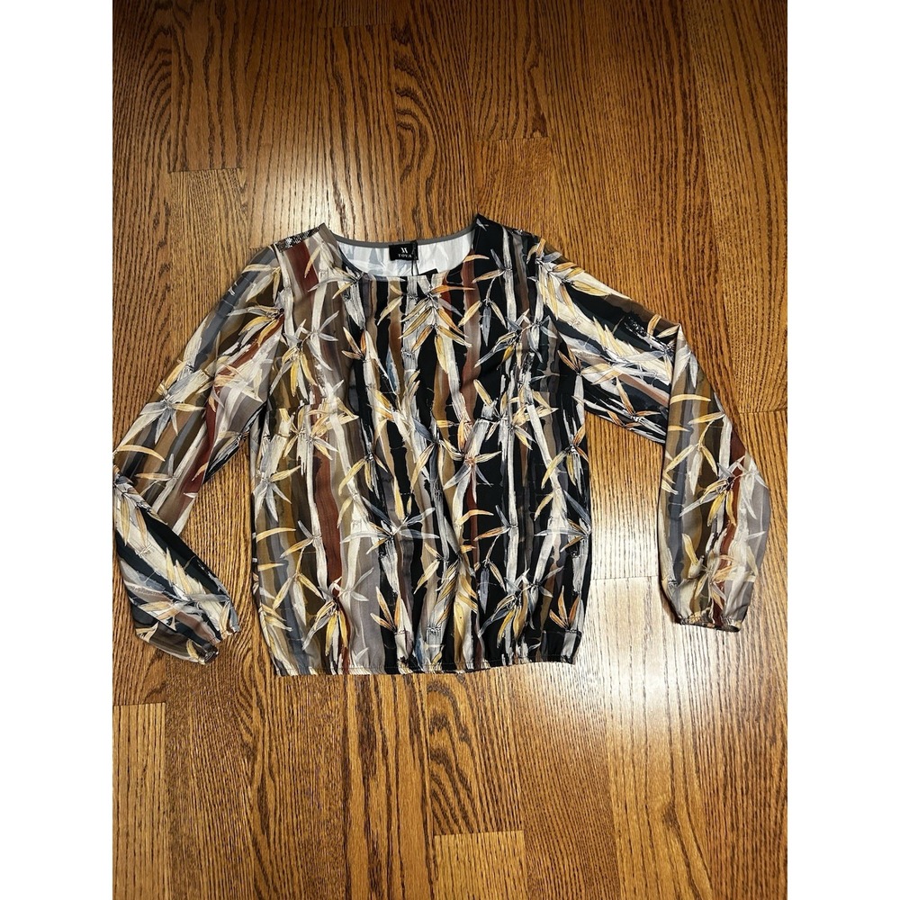 TOVA Klara Blouse Womens EU 38 US M Bamboo Print  Long Sleeve Viscose NWT
